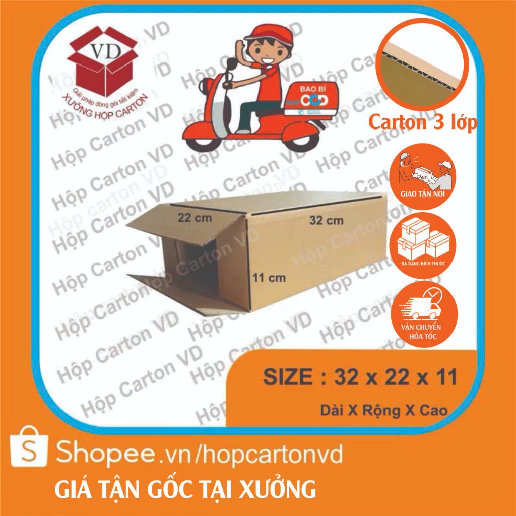 Combo 25 Hộp carton size 32x22x12 (hộp bảo vệ hộp giày)