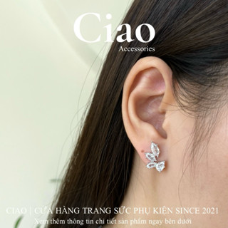 [LUXURY] Khuyên tai/ Bông tai mạ bạc S925 thiết kế đính đá tinh tế mới lạ Likka Luxury Ciao