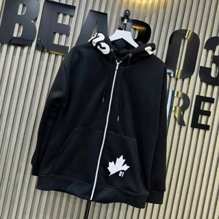 Áo Khoác Hoodie Zip Nam Nữ Họa Tiết In Chữ DSQ Mũ Lá Phong D1 Siêu Hót Chất Nỉ Bông Dày Dặn Mũ 2 lớp Form nam nữ