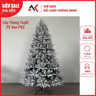   HÀNG LOẠI ĐẸP  Cây Thông Phủ Tuyết - Cây Thông Noel PE Xen PVC Cao 1m2 1m5 1m8 2m1Chân Sắt Nhiều Cành Tán Siêu Dày Rộng 