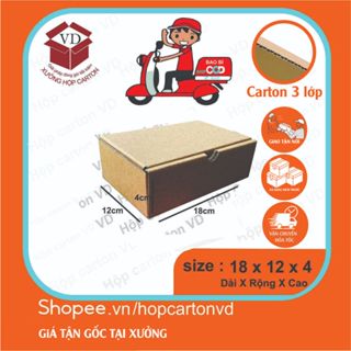 Combo 50 Hộp Carton nắp gài màu nâu 18x12x4