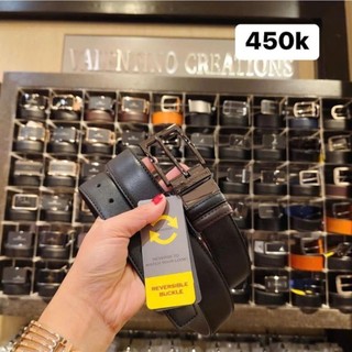   SẴN  Thắt lưng dây lưng da bóng nam xỏ lỗ gài lỗ xoay 2 mặt 