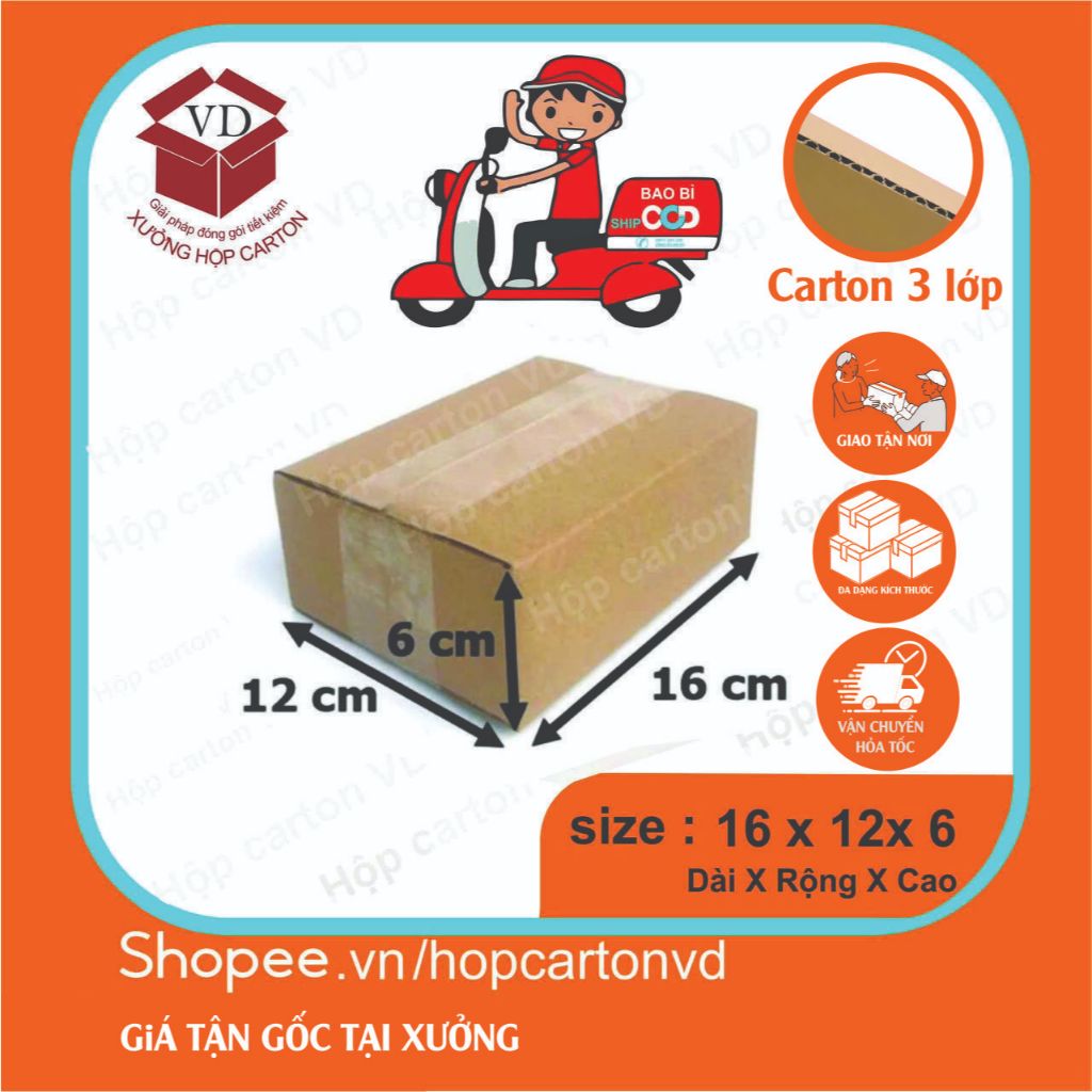 Combo 50 Hộp 16x12x6