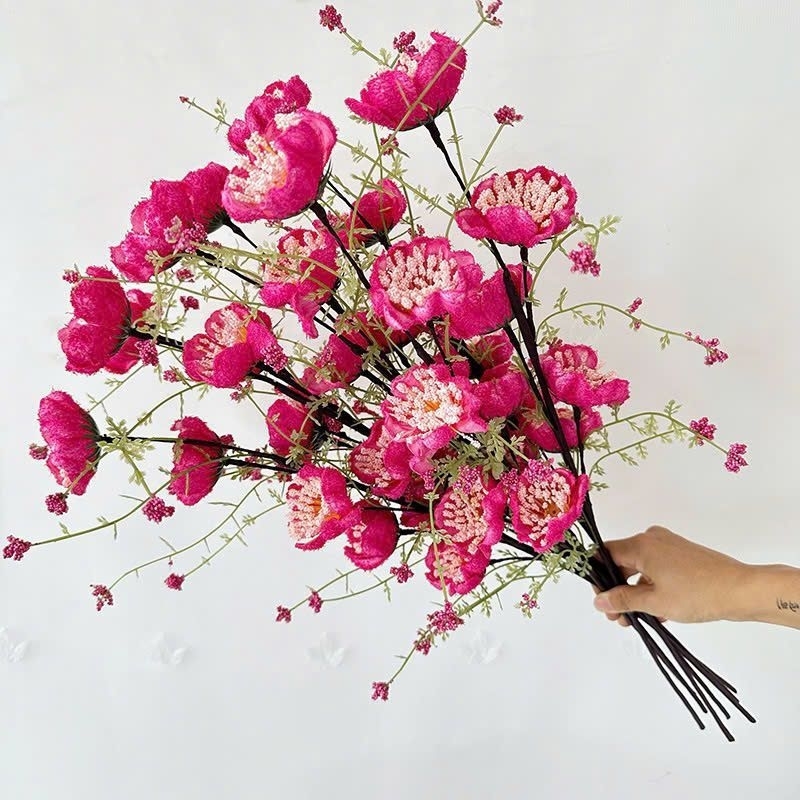 [ LOẠI 1] Hoa Trà Gạo Cổ.Hoa Đỗ Quyên Nhập Khẩu.Bông To 5 Bông 10 Nụ /1 Cành Dài 60 Cm