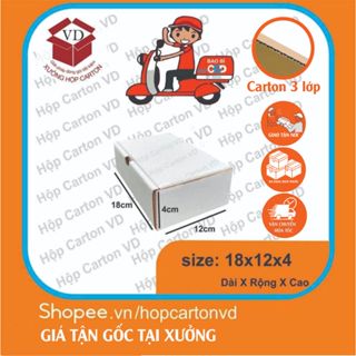 Combo 50 Hộp carton nắp gài màu trắng 18x12x4