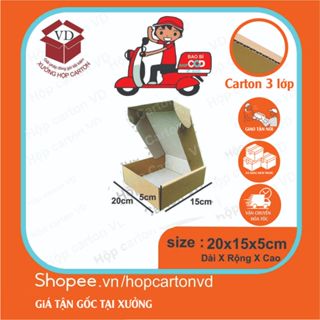 Combo 50 hộp carton nắp gài size 20x15x5
