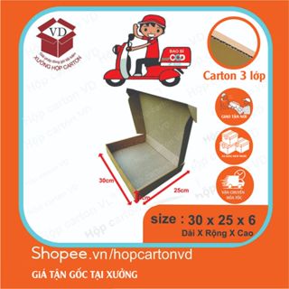 Combo 50 Hộp Carton nắp gài màu nâu 30x25x6