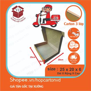 Combo 50 Hộp carton nắp gài 25x20x6