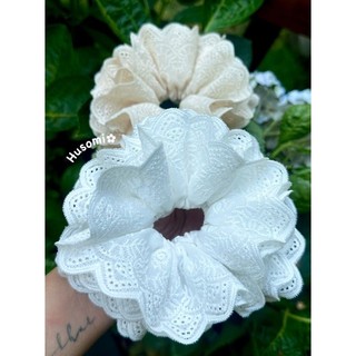  Cột tóc Scrunchies VẢI HOẠ TIẾT  size 15cm  4 lớp xinh xắn bồng bềnh 