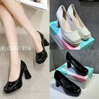 Giày Cao Gót Đế Đúp 9p Mũi Chữ Miu Da Bóng Êm Chân Fullbox Cao Cấp

