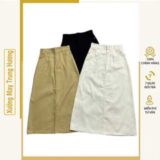  Chân Váy Kaki Chữ A Dáng Suông Có Túi Thiết Kế Xẻ Sau Phong Cách Trẻ Trung 