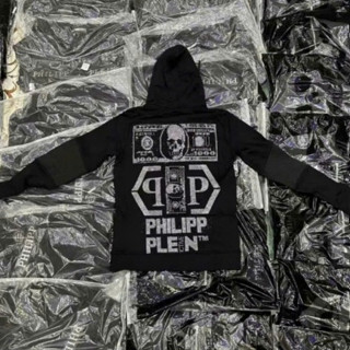 U1 - Áo Khoác Hoodie Boy Phố Philipp Plein Đính Đá Đầu Lâu Logo Kim Loại Philip Chất Phố HOT #2025