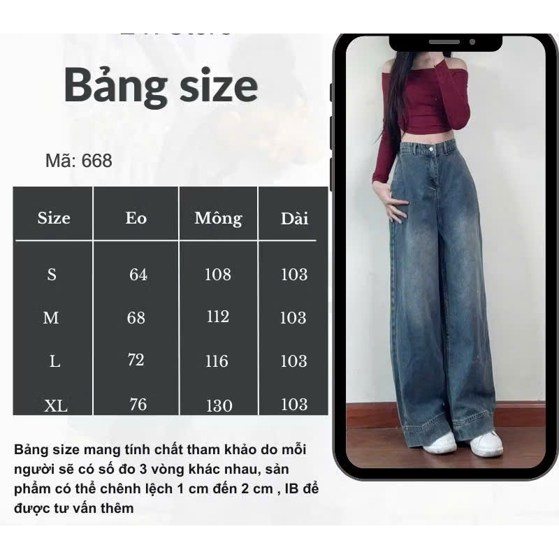 Quần jean ống rộng Hari suông màu xanh retro | BigBuy360 - bigbuy360.vn