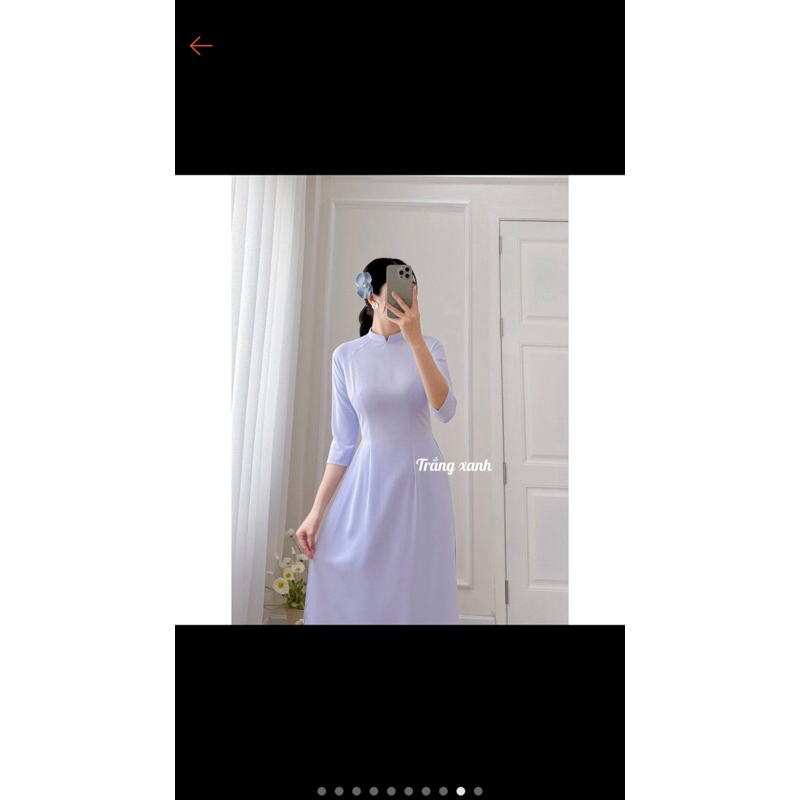 Pass áo dài trắng xanh tay dài size s (chỉ có áo)