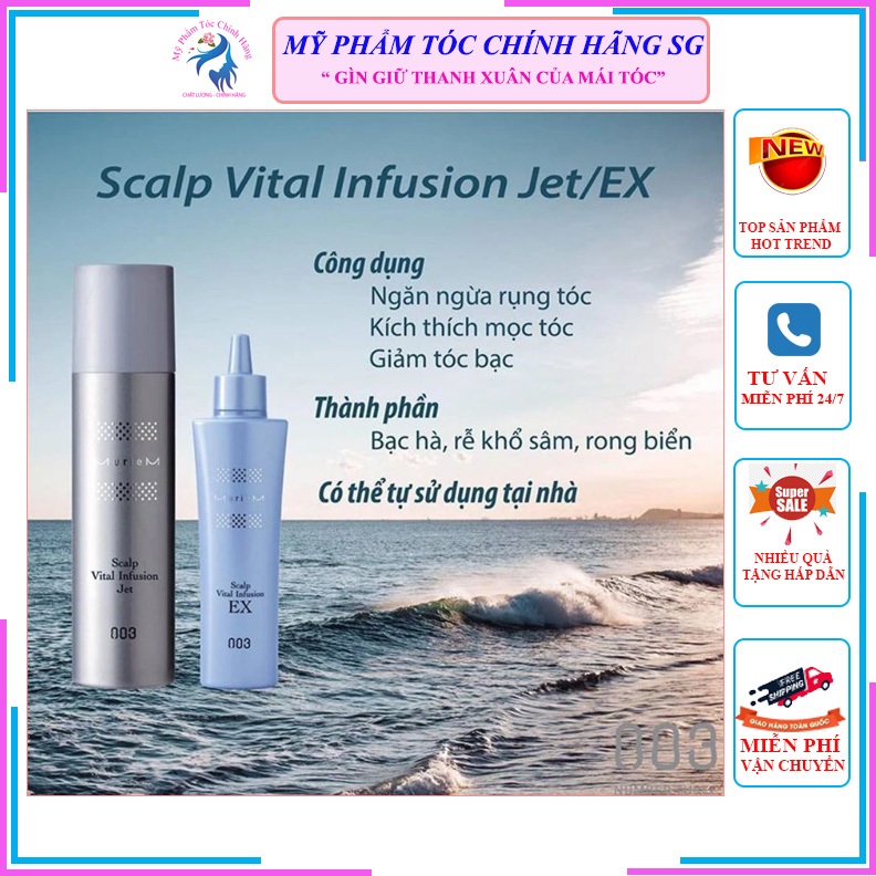 Xịt dưỡng da đầu ngăn rụng tóc Number Three 003 Muriem Crystal Scalp Vital Infusion Jet 160g