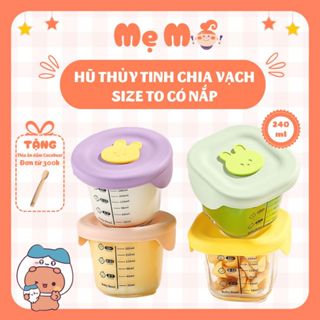  Hộp Thuỷ Tinh Trữ Đông Cốc Nấu Cháo Cho Bé Có Chia Vạch Có Van Thoát Khí - Mẹ Mỡ 