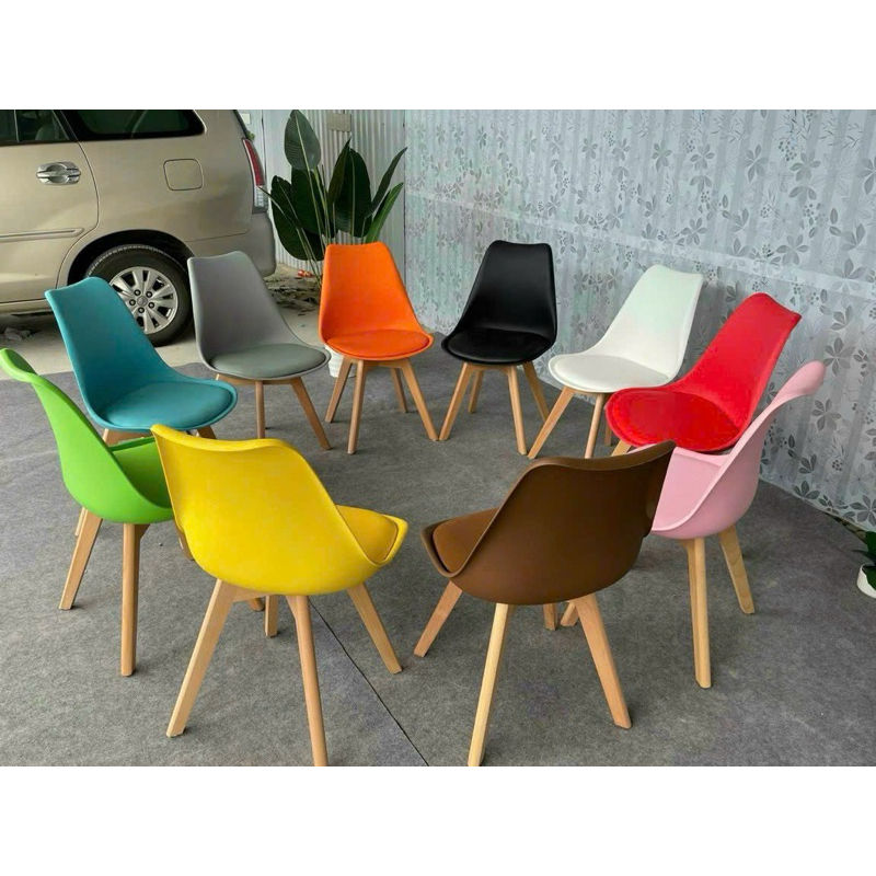 Ghế mặt đệm da emaes chân gỗ ( j05 )