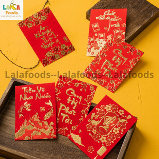 Combo 100 cái bao lì xì mini 8x11 giấy nhung đỏ truyền thống in nổi mix ngẫu nhiên