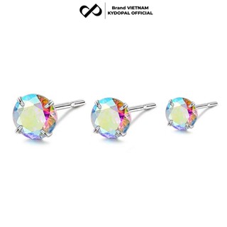 Khuyên tai bạc nữ KYDOPAL bông nụ đá nhiều size màu sắc cá tính trang sức bạc 925 cao cấp - PAL9B9K9