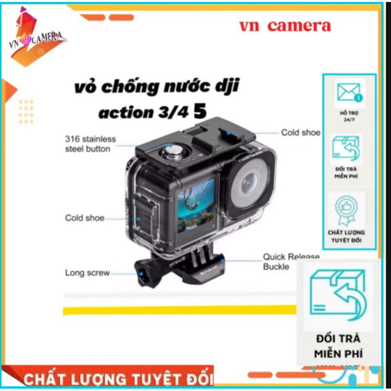 vỏ chống nước máy quay dji action 3 4 5, phụ kiện dji camera