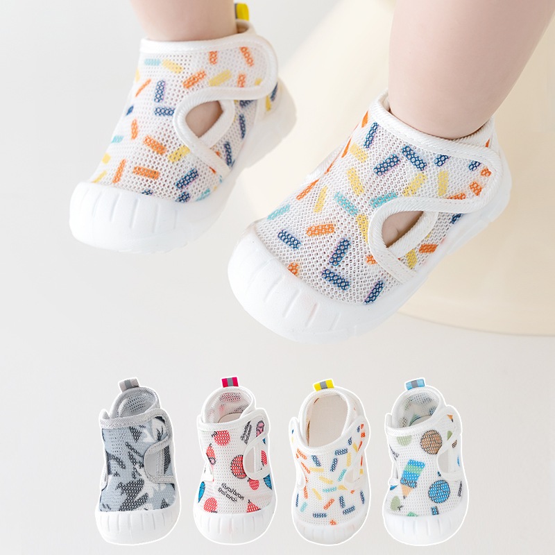 Giày Bún Lưới - Sandal Tập Đi Chống Trượt Quai Dán Cho Bé Trai Bé Gái