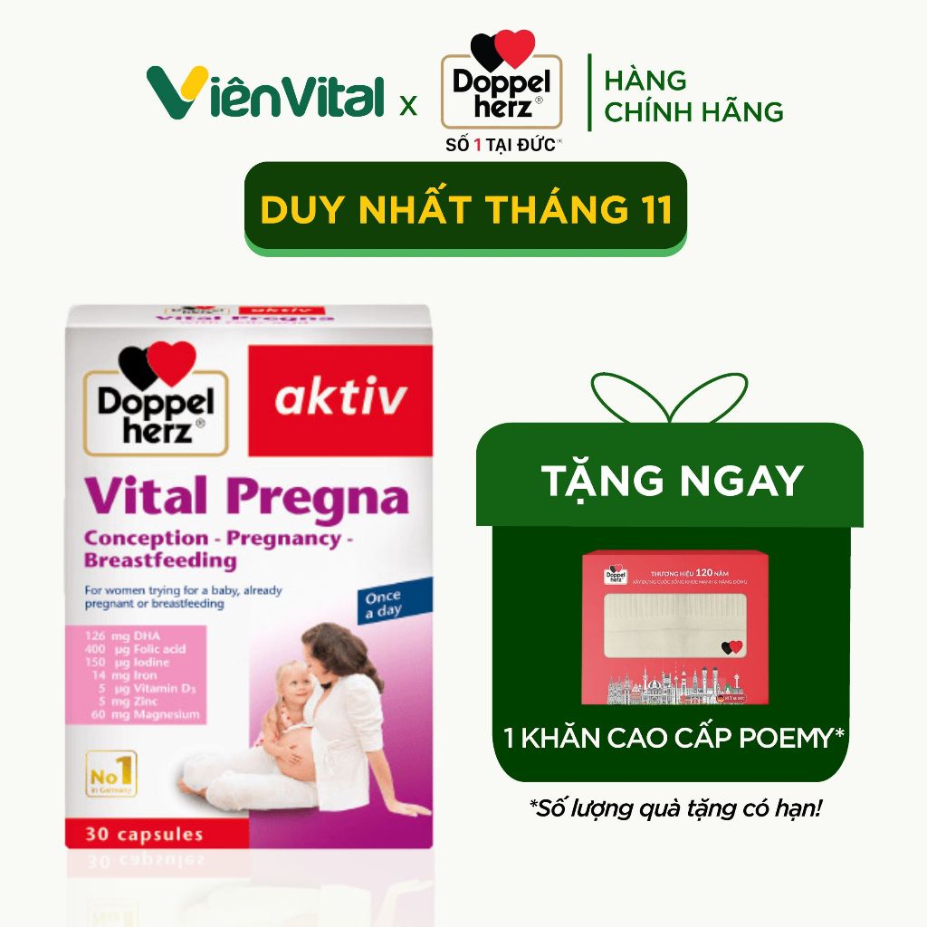 Viên Uống Bổ Sung Vitamin Doppelherz Vital Pregna Cho Phụ Nữ Mang Thai Và Em Bé