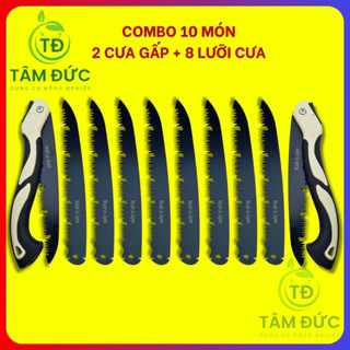 Bộ cưa gỗ cầm tay gấp gọn 10 món thép SK5 Nhật Bản gồm 2 cưa cầm tay và 8 lưỡi cưa gỗ dài 26 cm