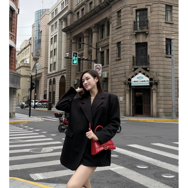 EM Design Áo vest dáng xuông “ Cateline “ thiết kế cổ vest sang chảnh thanh lịch