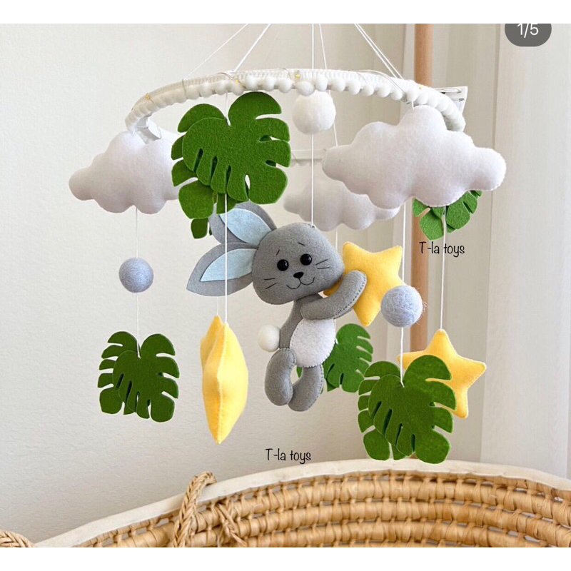 Đồ Chơi Treo Cũi Handmade Hình Thỏ Đáng Yêu