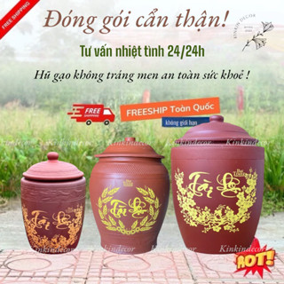 Hũ gạo - Chĩnh đựng gạo Tài Lộc,hũ đựng gạo,chum gạo tài lộc phong thuỷ hàng loại 1 gốm Bát Tràng