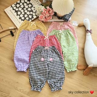 (mẫu mới)Quần caro ống rộng bé gái, quần kẻ dài chắn gió, phòng muỗi mặc 4mùa thoải mái