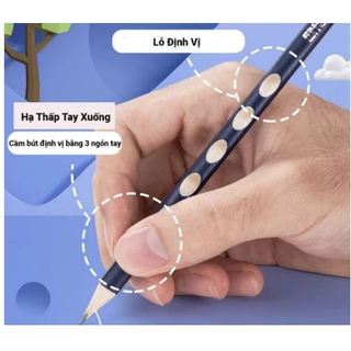 Hộp 12 bút chì 2B gỗ định vị tay cầm để tập luyện viết chữ cho học sinh tiểu học
