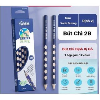 Hộp 12 bút chì 2B gỗ định vị tay cầm để tập luyện viết chữ cho học sinh tiểu học