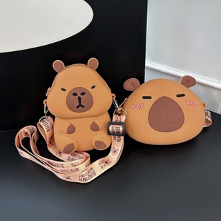 Túi cho bé gái đeo chéo vai mini, túi da silicon xinh cute trẻ em đi chơi hình gấu, thỏ, Capybara, Labubu