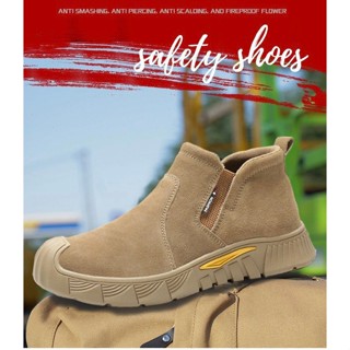 Giày Bảo Hộ Không Dây Da Lộn Cao Cấp SAFEGO MS97 Chống Đinh/Chống Dập Ngón/Chống Tia Lửa Hàn/Chống Trơn Trượt - Tặng Vớ