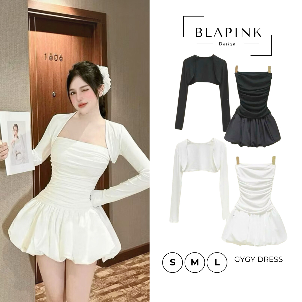 Váy Bí Quây Ôm Body Thun Tăm Kèm Áo Khoác Cardigan Và Quần Bảo Hộ - GyGy Dress