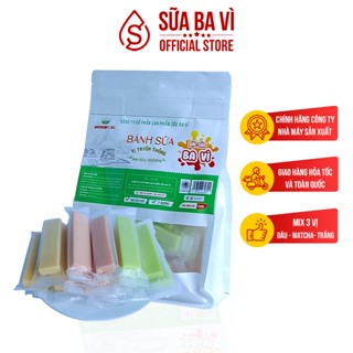 Bánh Sữa Ba Vì Mix Vị, Matcha/Dâu Tây/Truyền Thống - Ít Đường, Hộp 500g/34 Thanh
