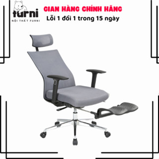 Ghế xoay văn phòng công thái học cao cấp lưng lưới đệm mút xốp tựa đầu ngả lưng kèm gác chân