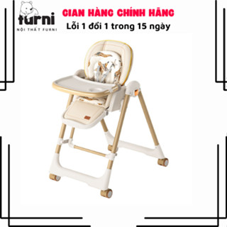 Ghế ăn dặm gấp gọn cho bé da PU khung thép, ghế tập ăn kết hợp nôi nằm xích đu cho bé