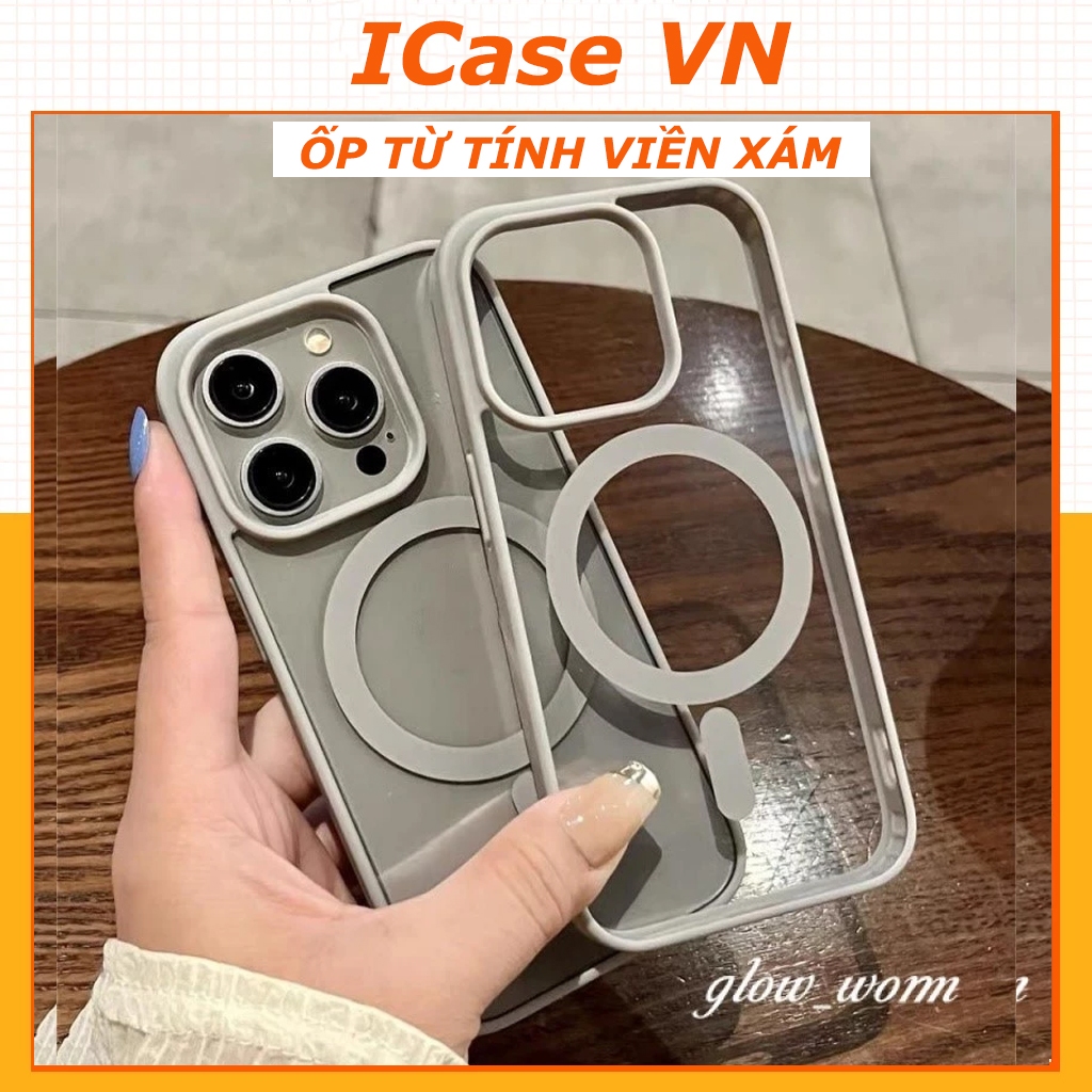 Ốp lưng iphone 16/15/14/13/12/11/Pro/Max/Plus/Xs/X/XR/7/8 trong suốt, từ tính, hỗ trợ sạc không dây