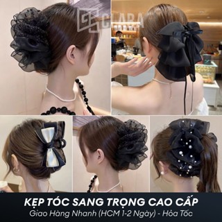 Kẹp tóc nơ kiểu xinh cao cấp. Kẹp càng cua dài hình nơ sang trọng cho nữ bản to - Clara