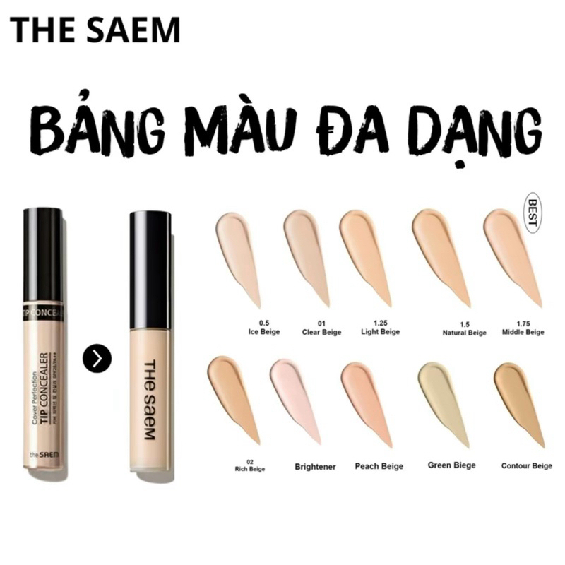 Kem Che Khuyết Điểm THESAEM Cover Perfection Tip Concealer SPF28 PA++ 6.5g | BigBuy360 - bigbuy360.vn