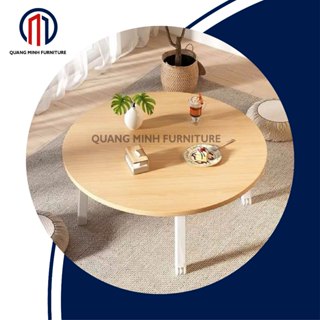 Bàn trà tròn sofa ngồi bệt gấp gọn tiện lợi, dễ dàng di chuyển, bàn decor phòng ngủ siêu xinh chất liệu gỗ MDF