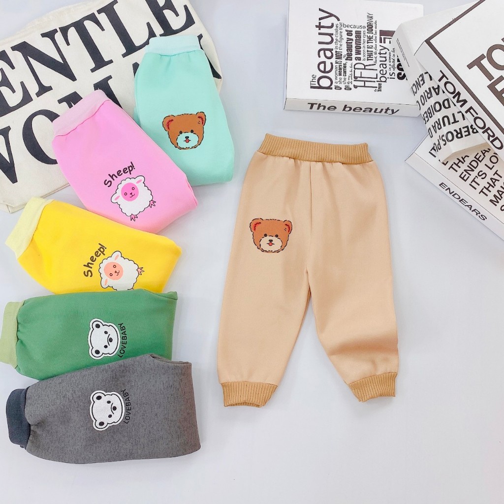 Set 5 quần dài nỉ lông cho bé trai bé gái, Quần chục mùa đông cho bé từ 5-15kg TN01 3SBABY