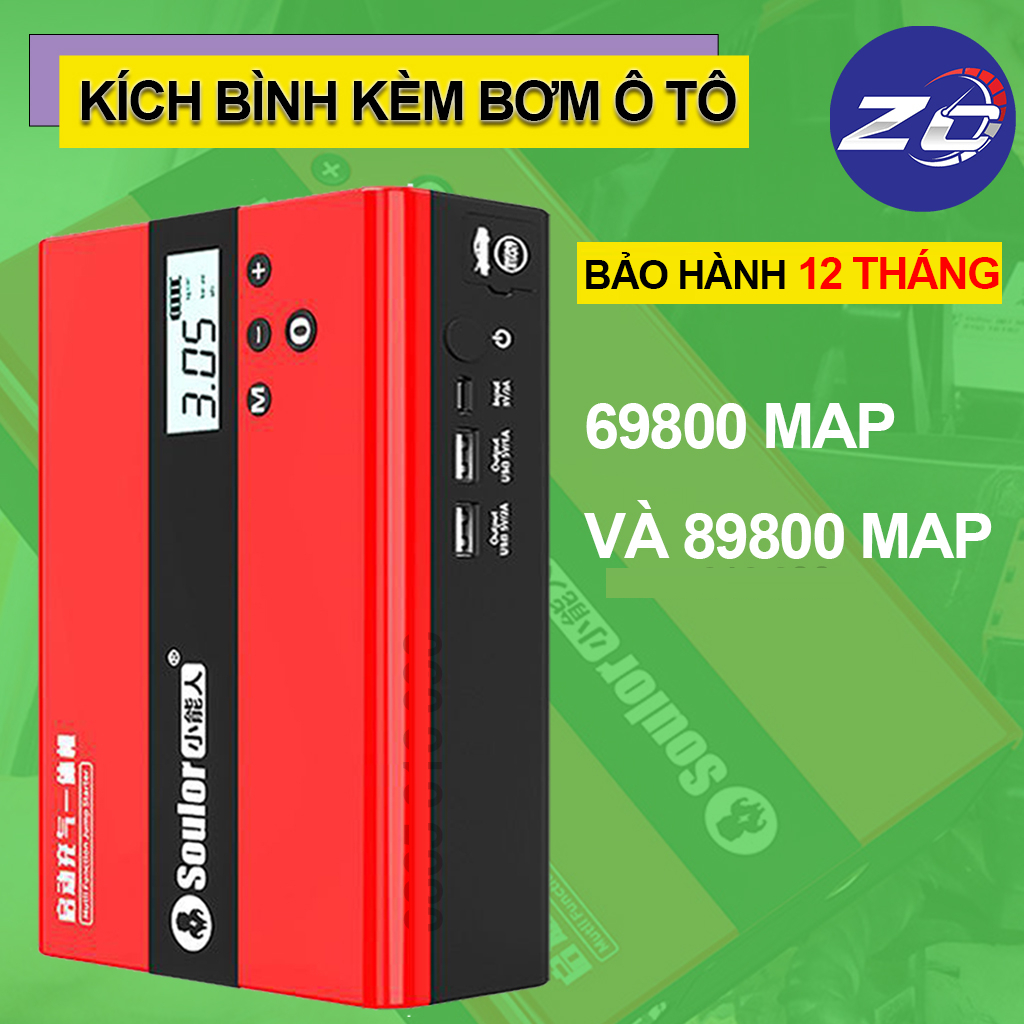 Bộ kích bình và bơm lốp ô tô soulor đang năng cao cấp kích nổ ác quy xe hơi bảo hảnh 12 tháng