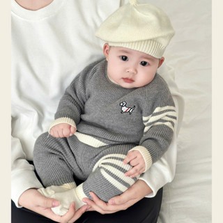  Bộ quần áo len cho bé HK KIDS bộ len Quảng Châu thu đông chất len mềm mịn đanh lì size cho bé 0-3 tuổi  mã 8907+8908  