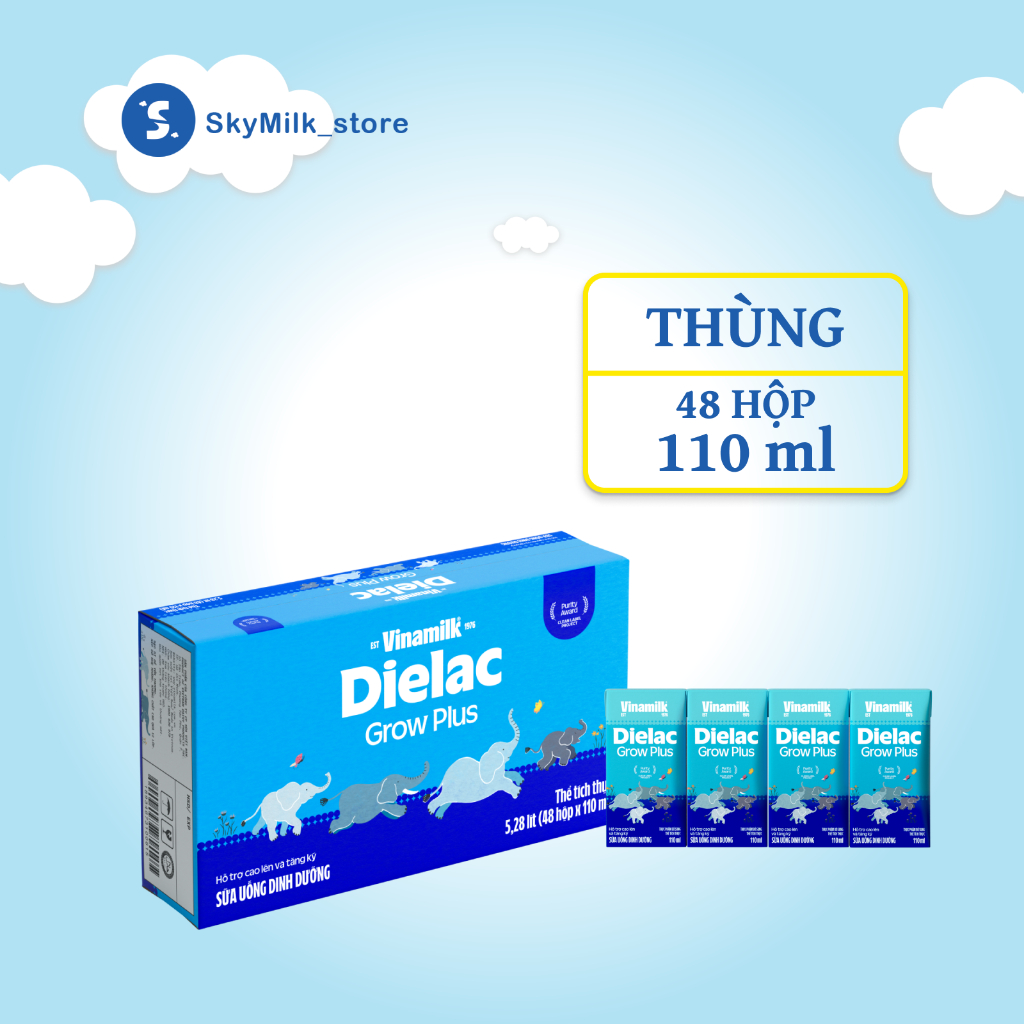 Sữa Non Vinamilk - Thùng 48 hộp 110ml Sữa Non Vinamilk Dielac Grow Plus - Sữa Uống Dinh Dưỡng