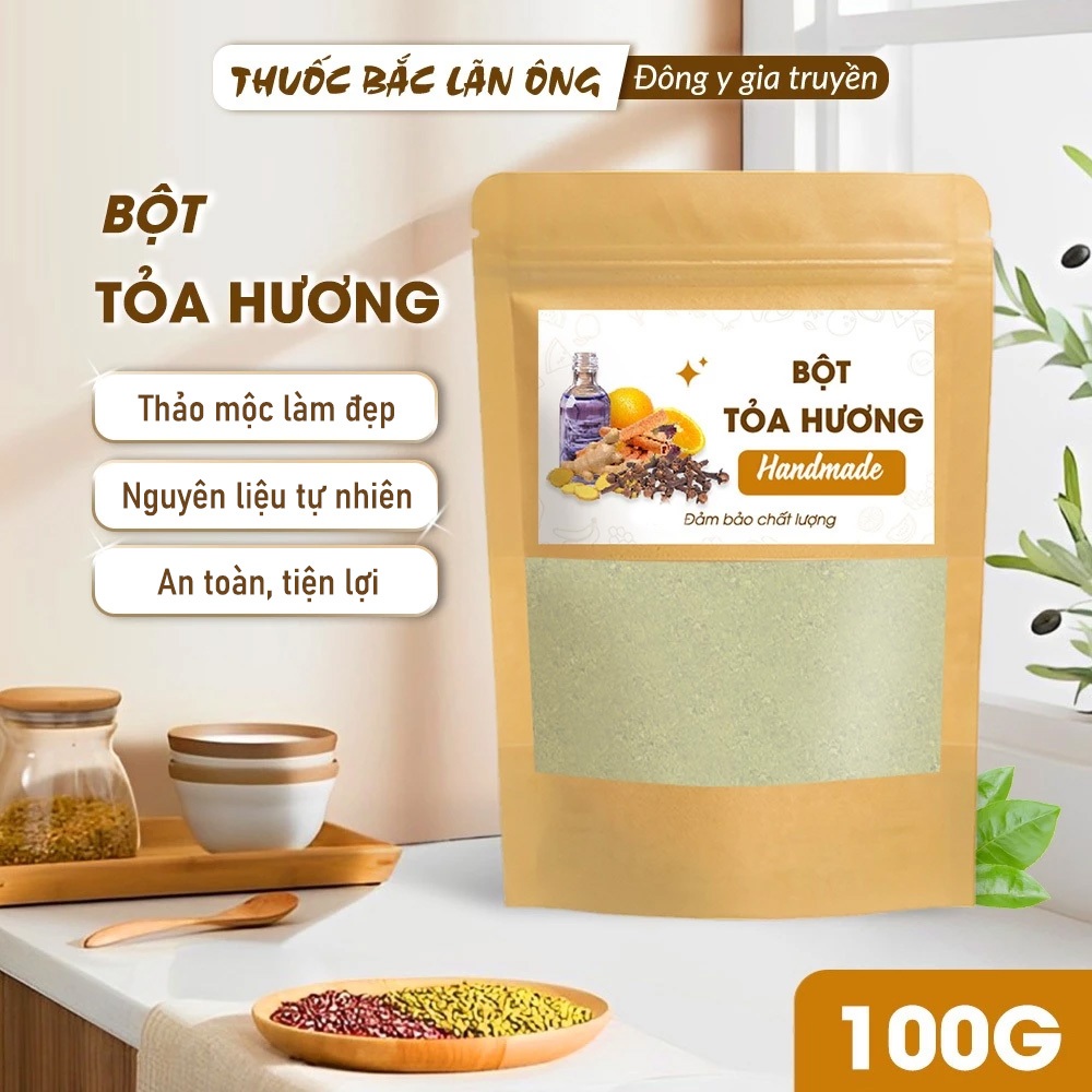 Bột tỏa hương cơ thể 100g mix bột huân thảo, cảo bản, bạch chỉ tạo hương thơm tự nhiên, khử mùi hôi