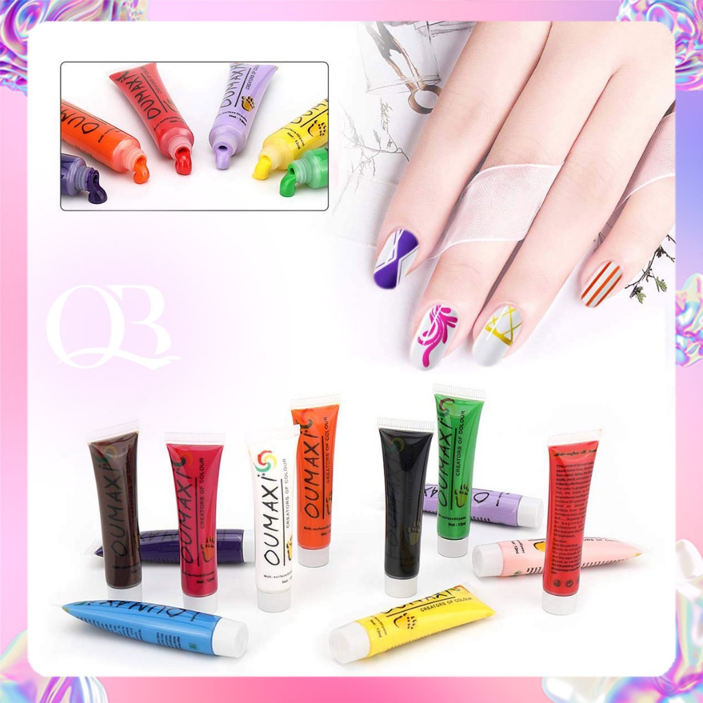 Bột vẽ Oumaxi lớn nhỏ màu vẽ móng, sơn vẽ cọ bản (không cần hơ đèn) 12ml-22ml