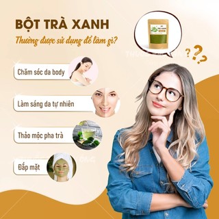 Bột trà xanh nguyên chất 100g (Tạo hương vị thơm ngon và màu sắc đẹp mắt cho các món ăn và đồ uống)